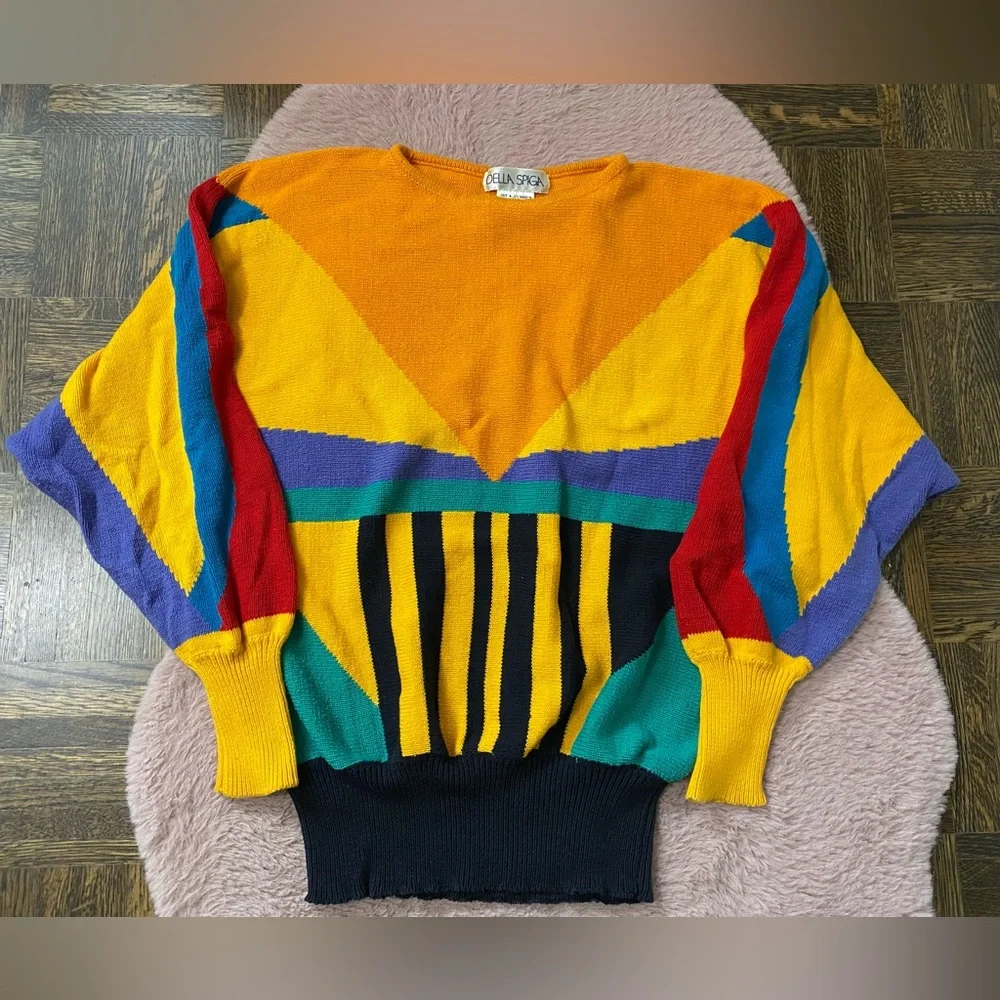 80’s Della Spiga retro knit sweater - Picture 1 of 5